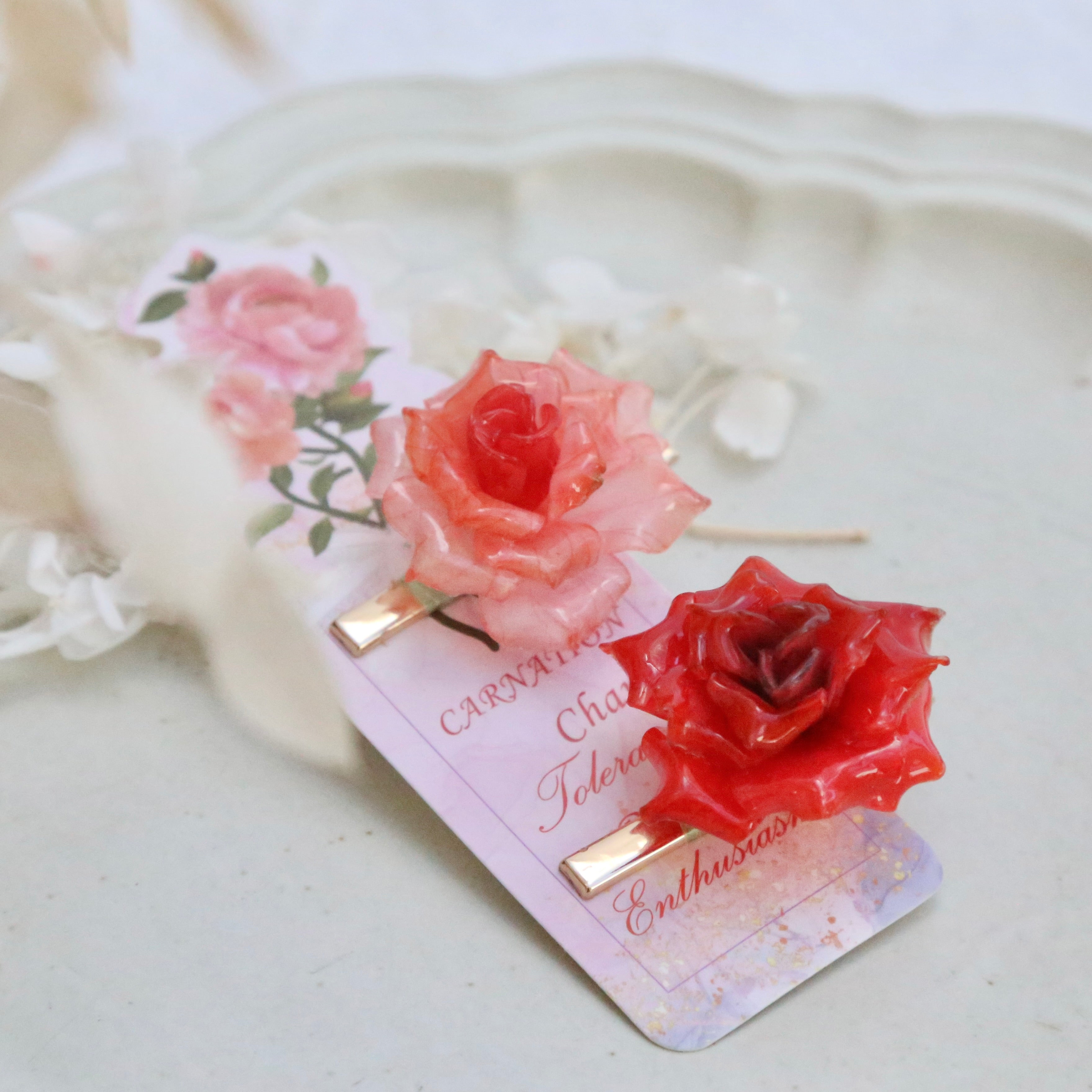 Pink and Red Rose Hair Accessories