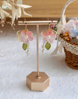 Pink Glass Flower Earrings