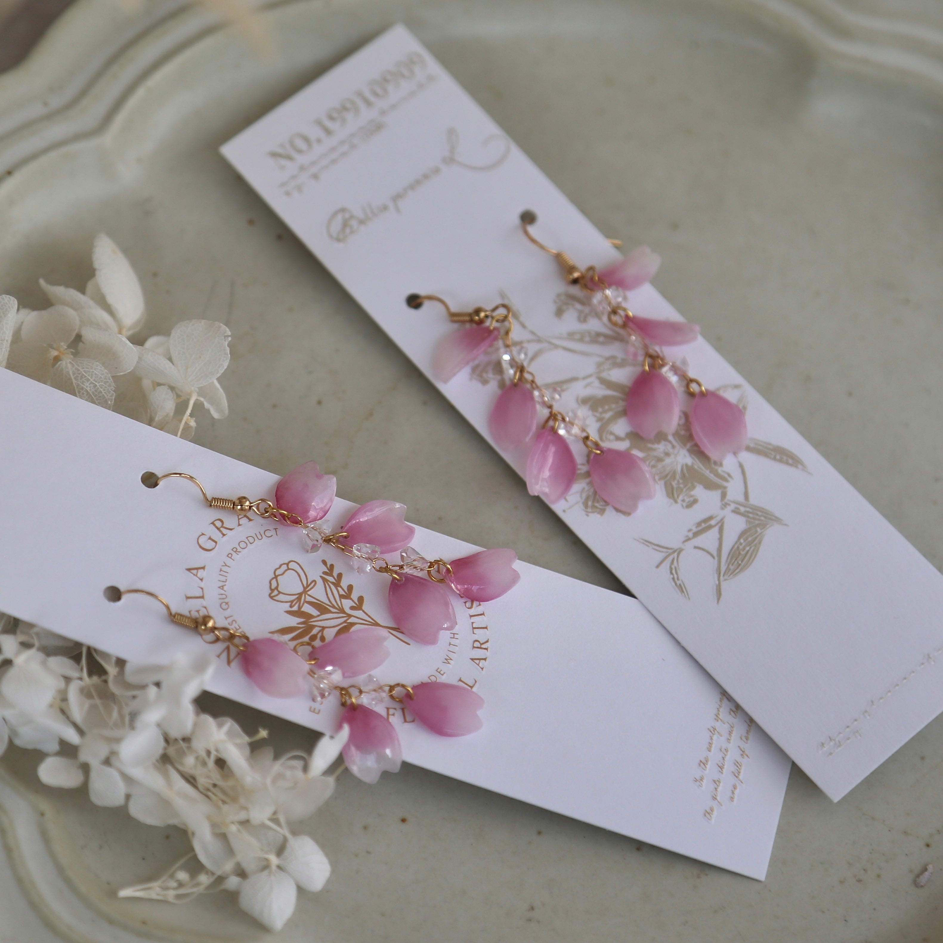 Shrink Plastic Sakura Petal Earrings