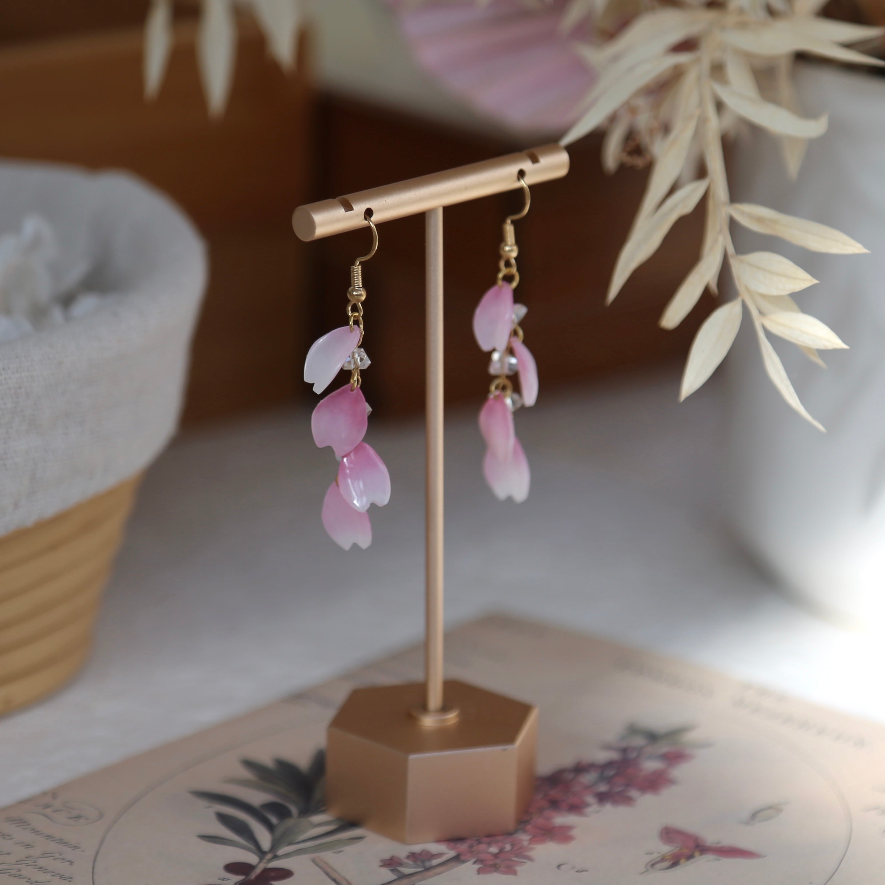 Shrink Plastic Sakura Petal Earrings