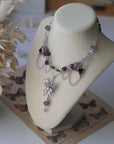 Violet Rose & Butterfly Silver Necklace