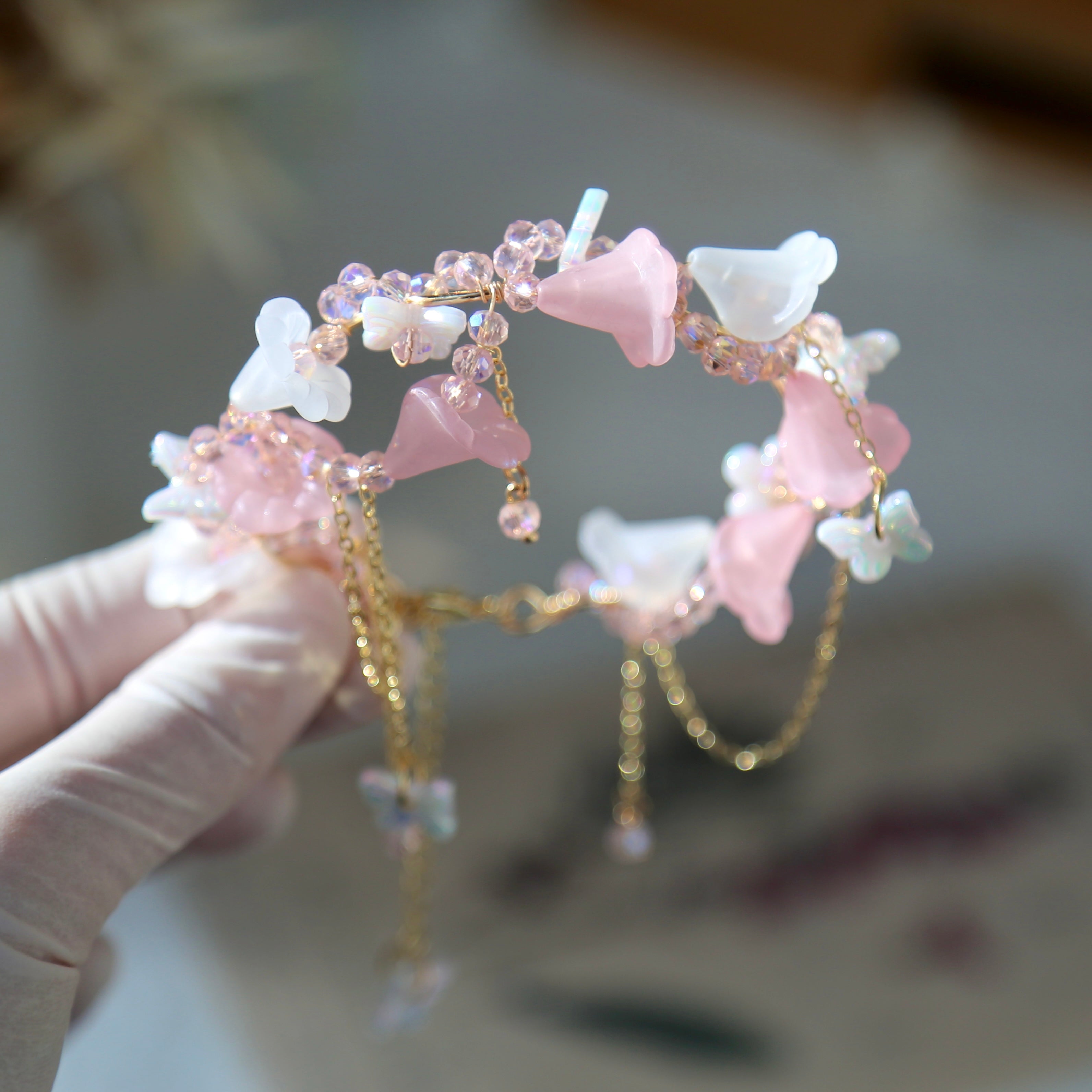white lily jewelry White & Pink Calla Lily Bracelet