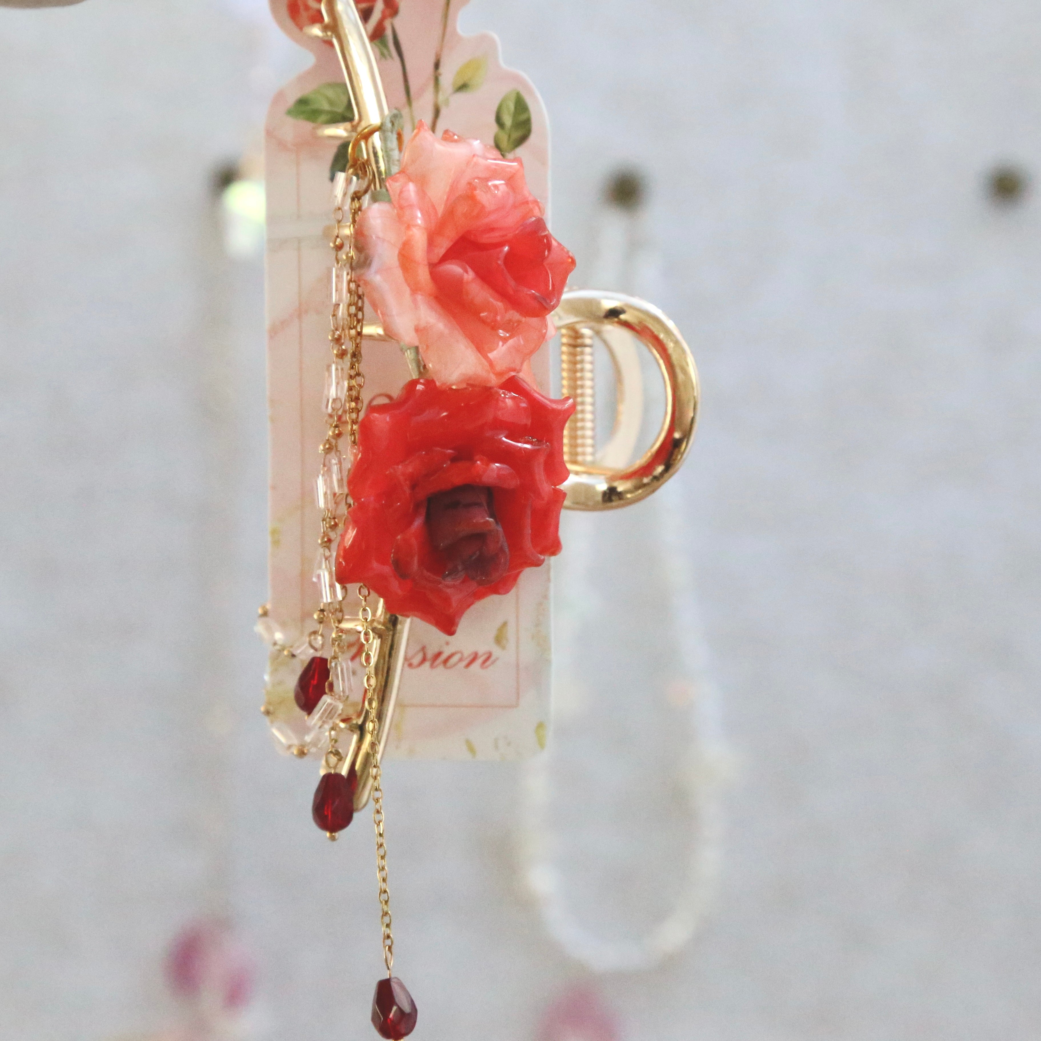 Pink and Red Rose Hair Accessories
