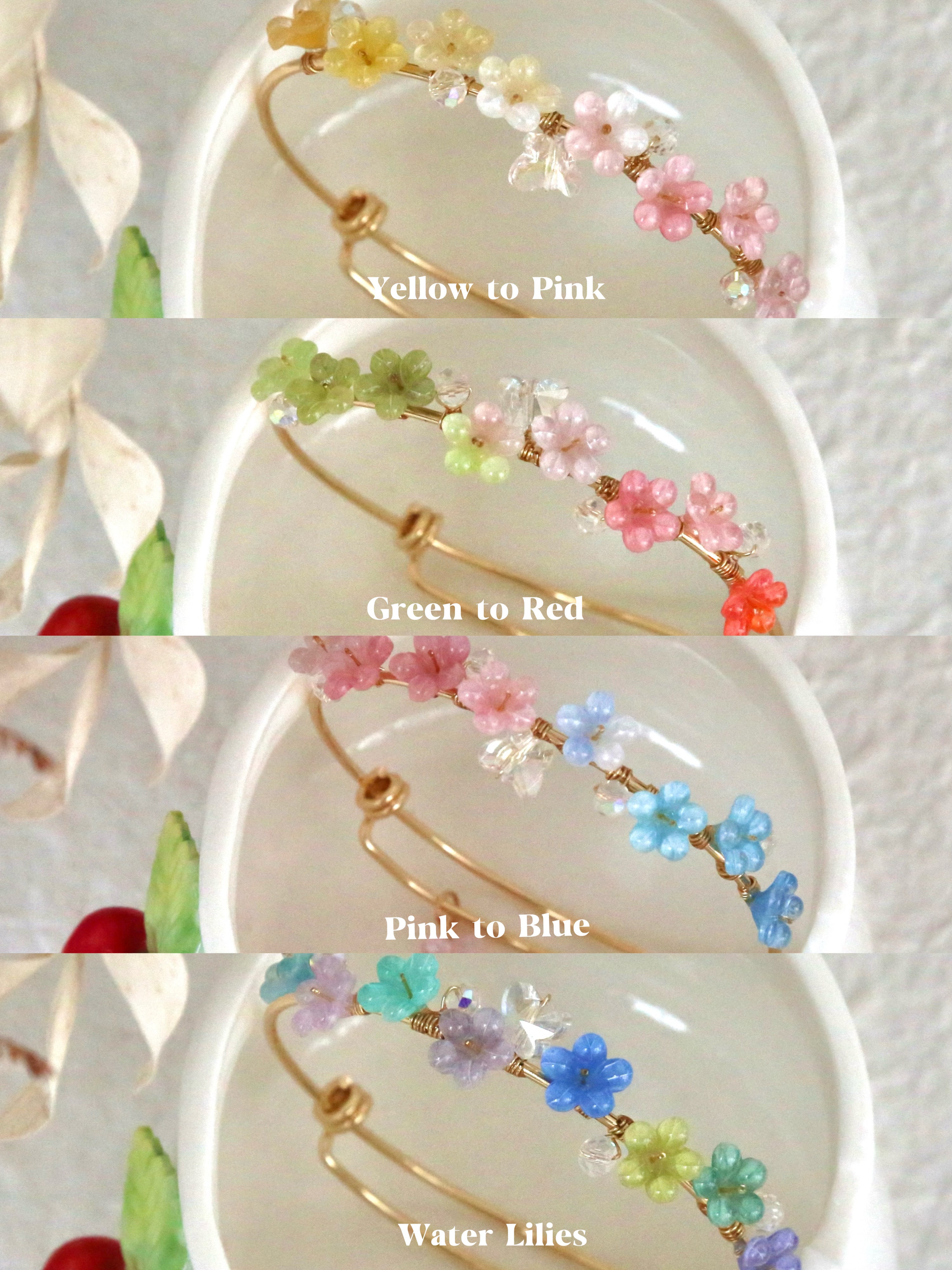 Everbloom Gold Flower Bangles