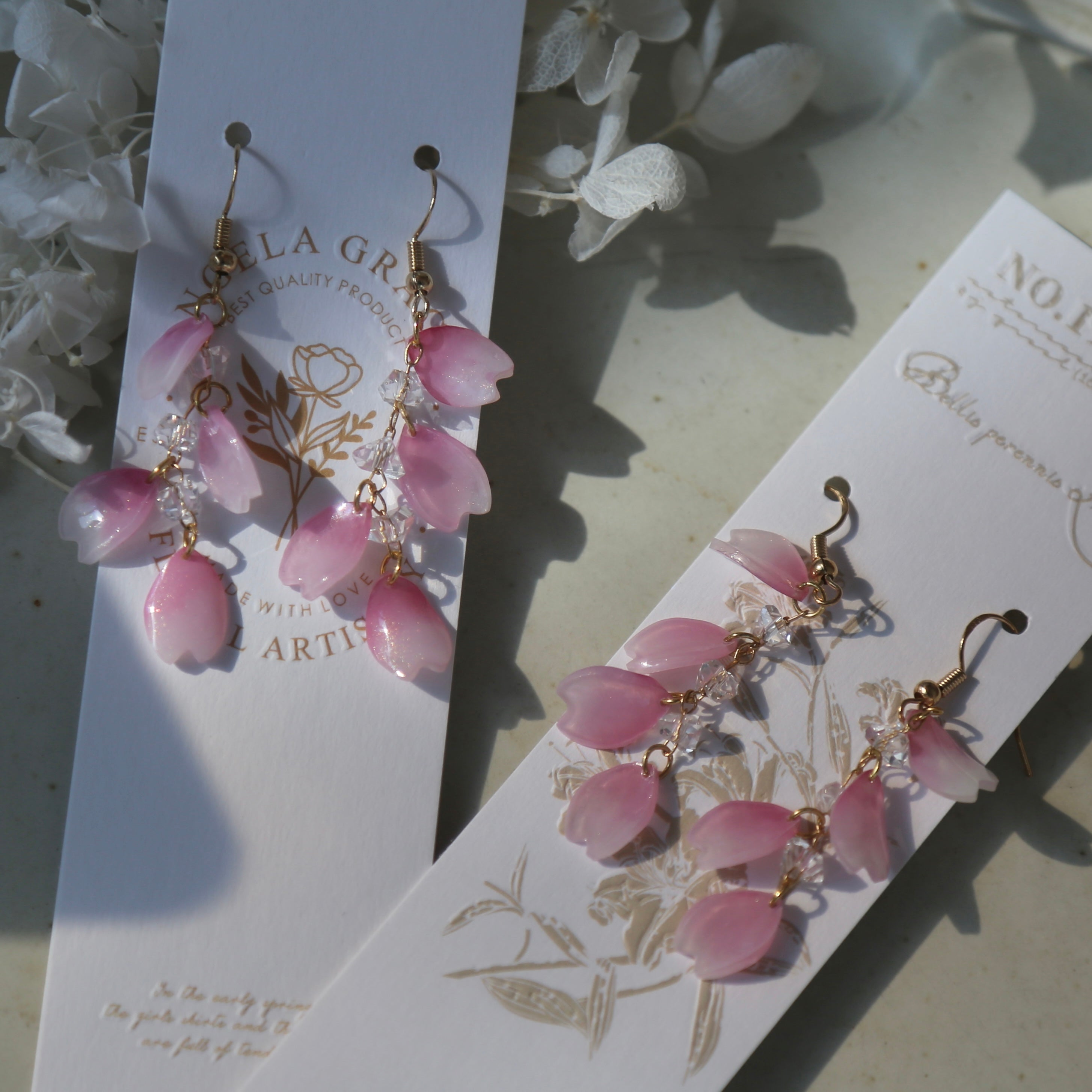Shrink Plastic Sakura Petal Earrings