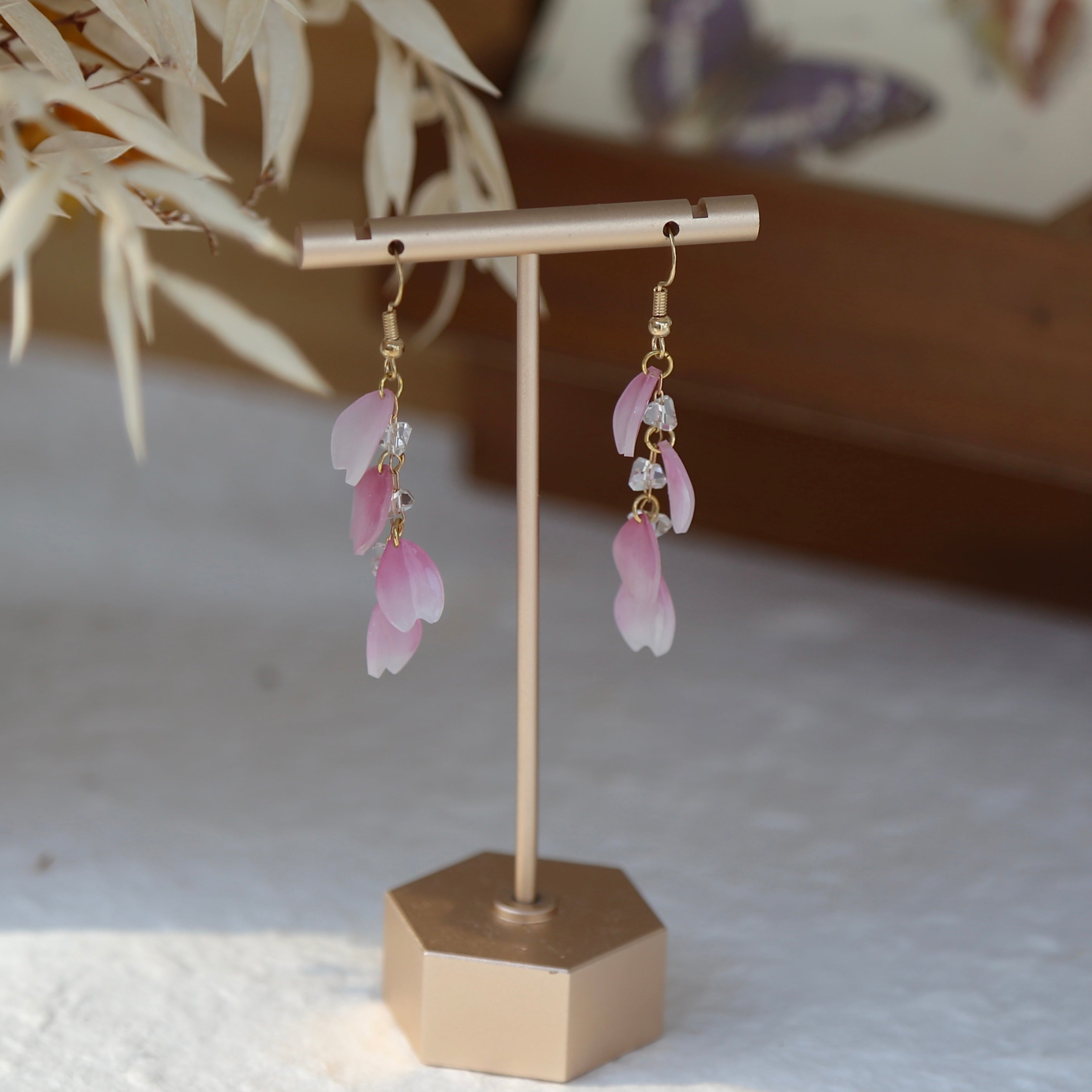 Shrink Plastic Sakura Petal Earrings