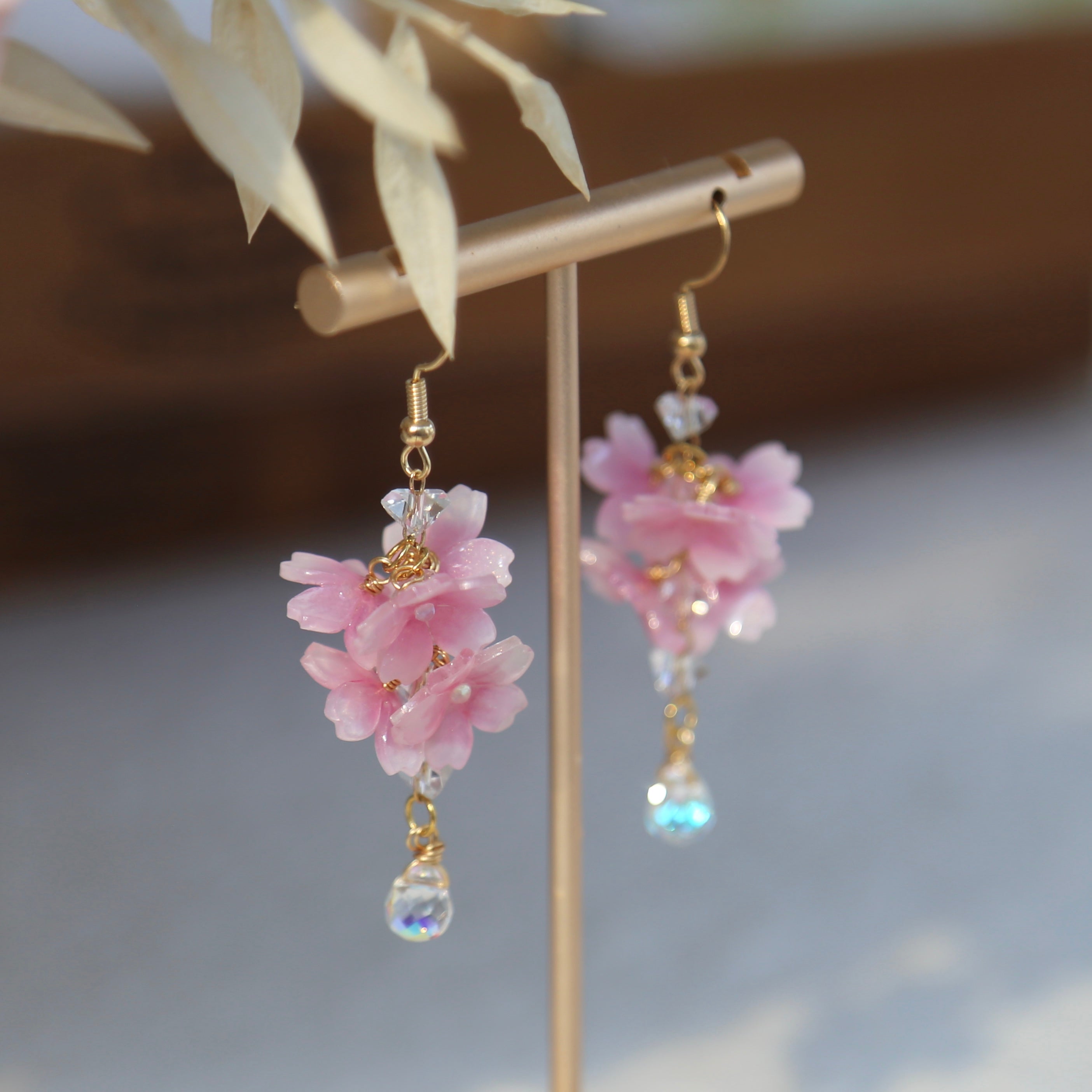 Shrink Plastic Sakura Blossom Earrings