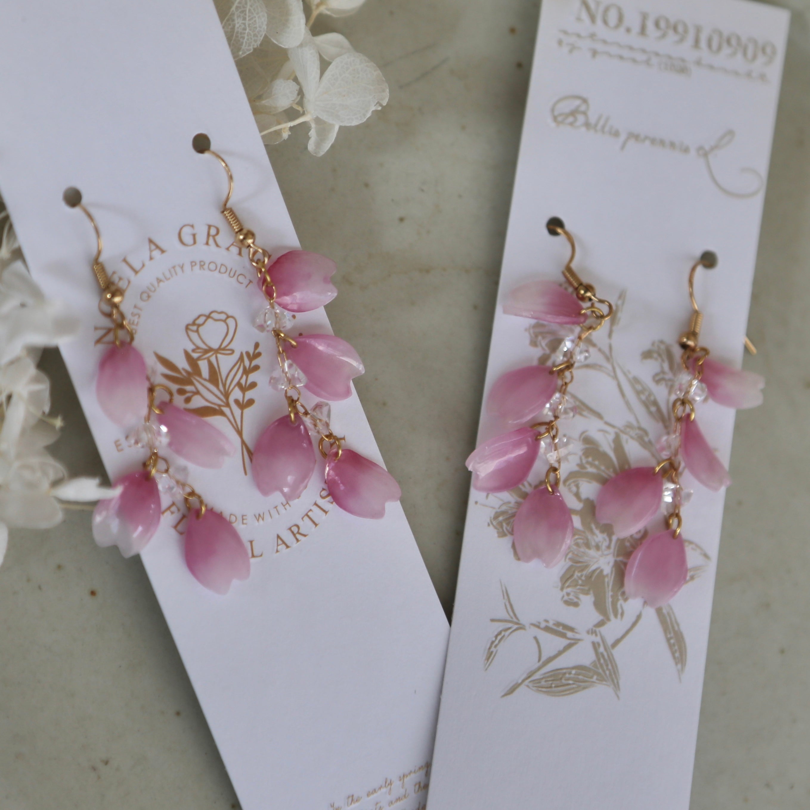 Shrink Plastic Sakura Petal Earrings
