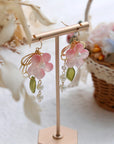 Pink Glass Flower Earrings
