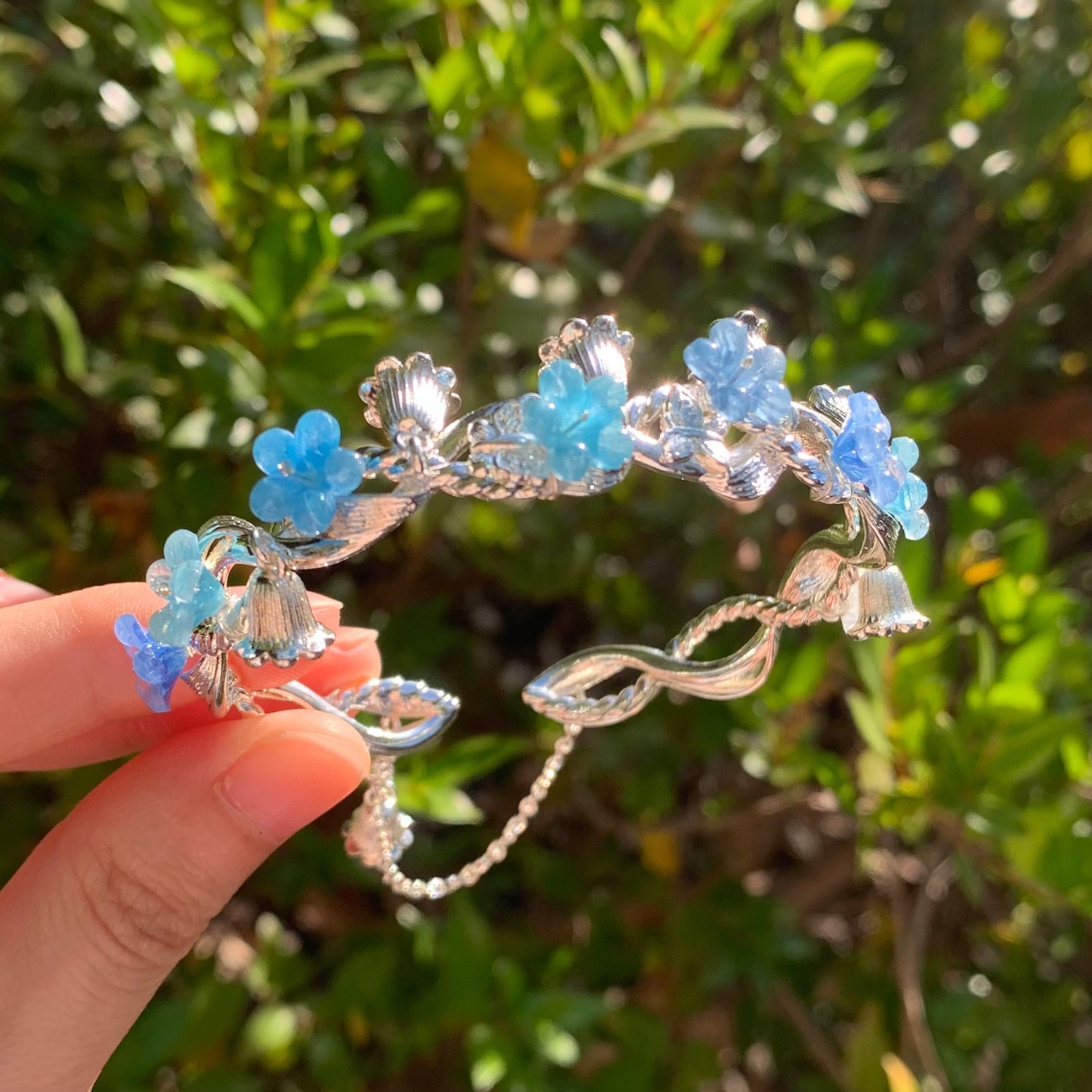 Everbloom Silver Flower Bangles