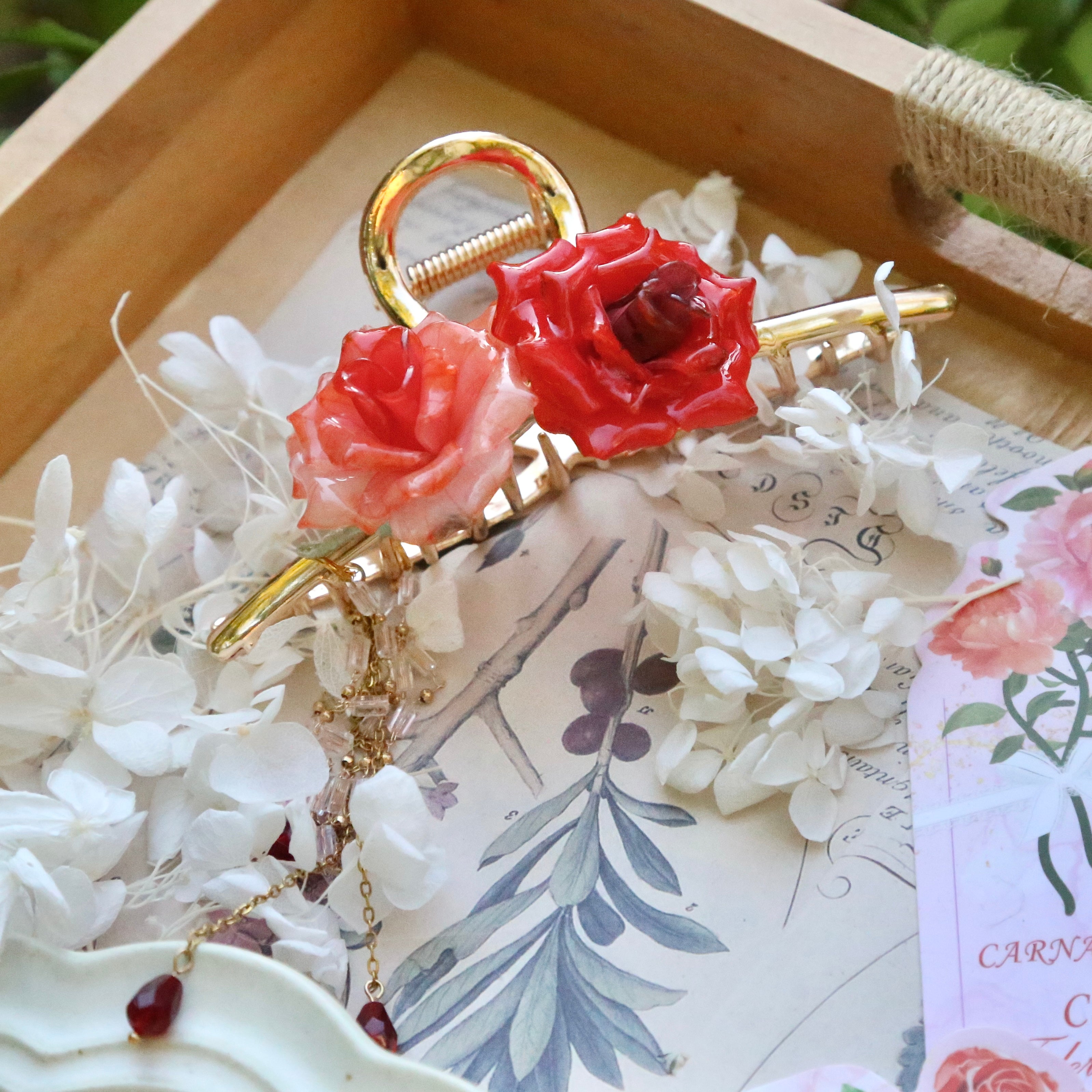 Pink and Red Rose Hair Accessories