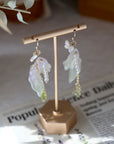 Green-Purple Calla Lily Butterfly Earrings