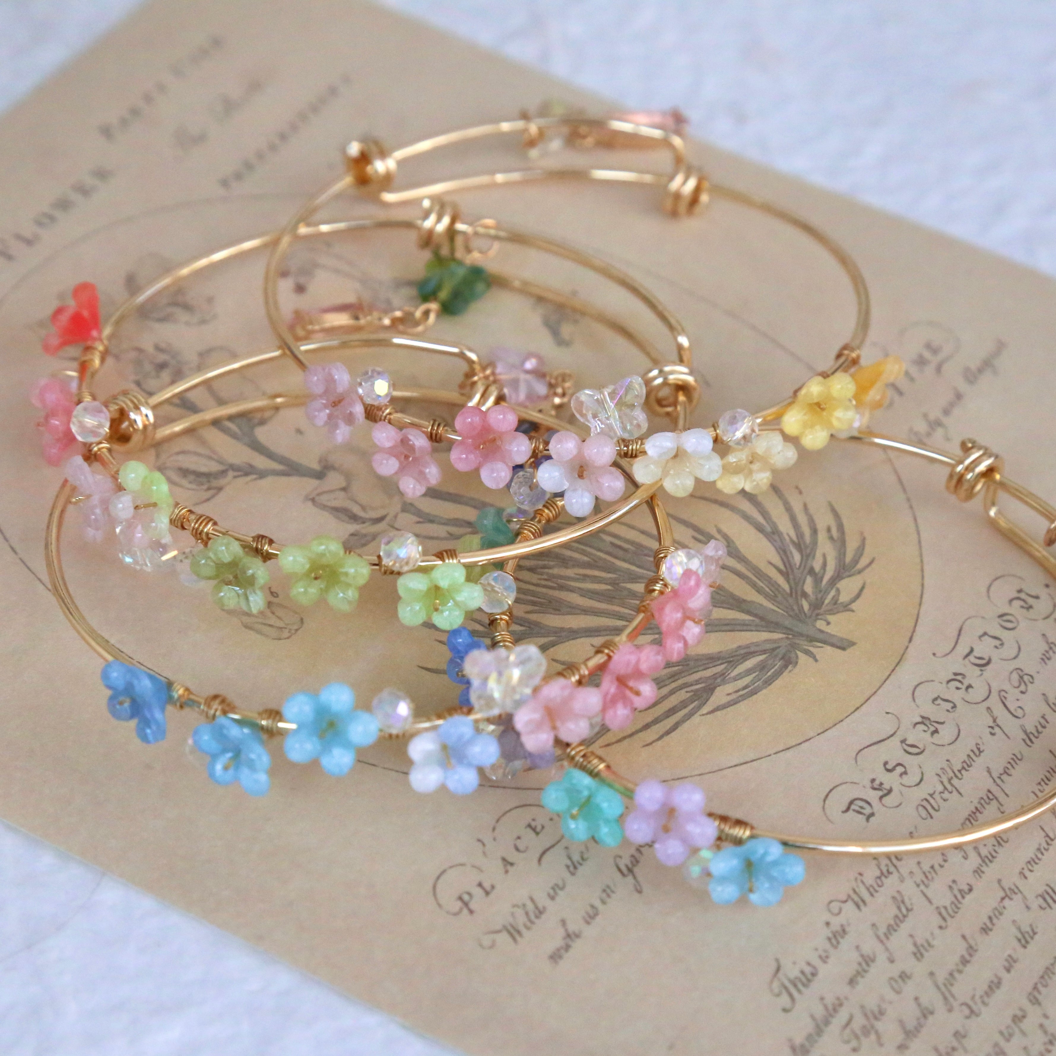 Everbloom Gold Flower Bangles