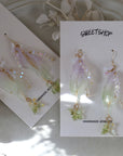 Green-Purple Calla Lily Butterfly Earrings