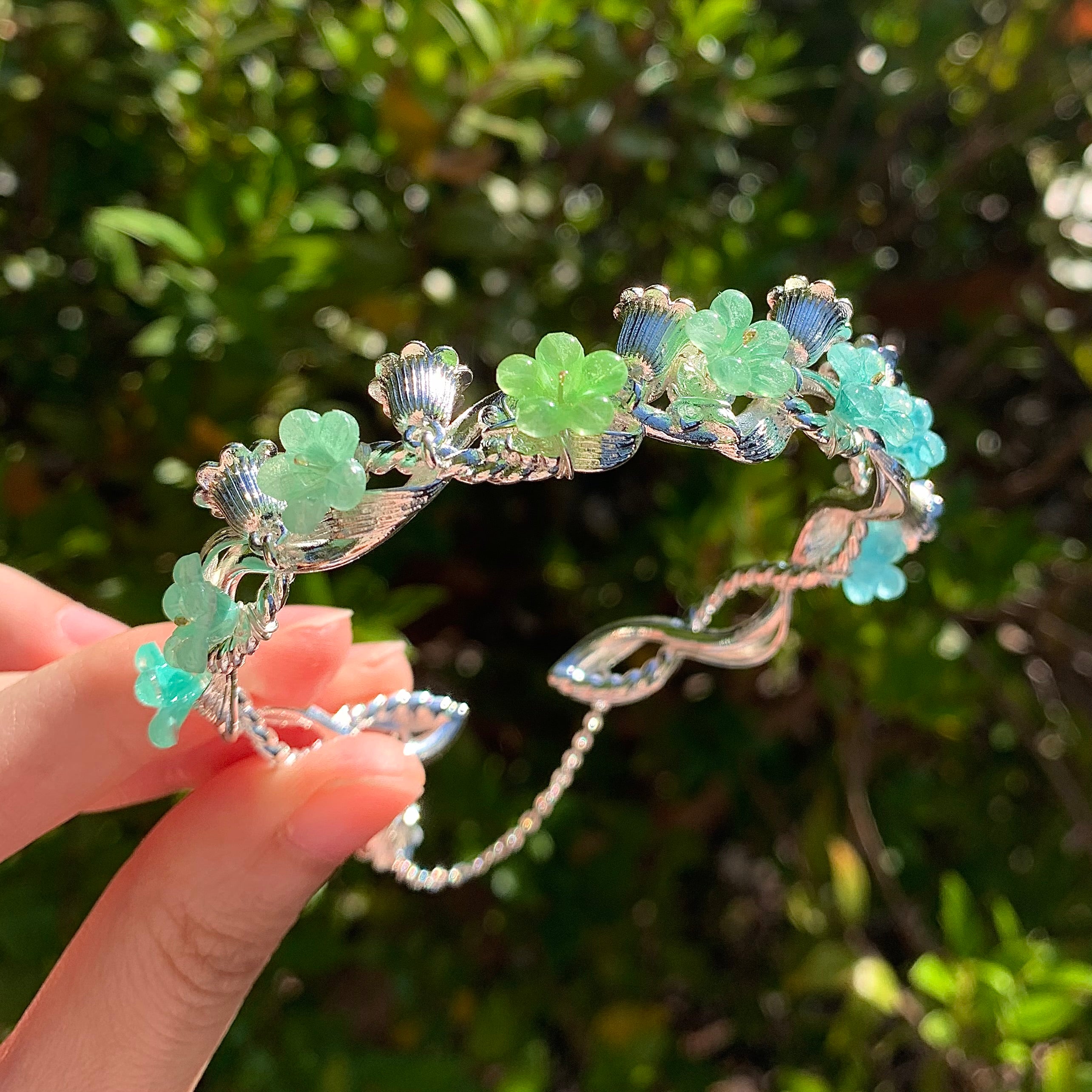 Everbloom Silver Flower Bangles