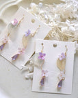 Pink Lavender Hydrangea Leaf Earrings