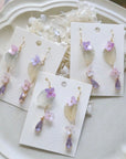 Pink Lavender Hydrangea Leaf Earrings