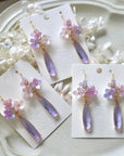 Pink Purple Hydrangea Cluster Earrings