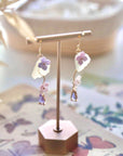 Pink Lavender Hydrangea Leaf Earrings