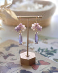 Pink Purple Hydrangea Cluster Earrings