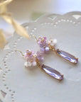 Pink Purple Hydrangea Cluster Earrings
