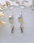 Pink Lavender Hydrangea Leaf Earrings