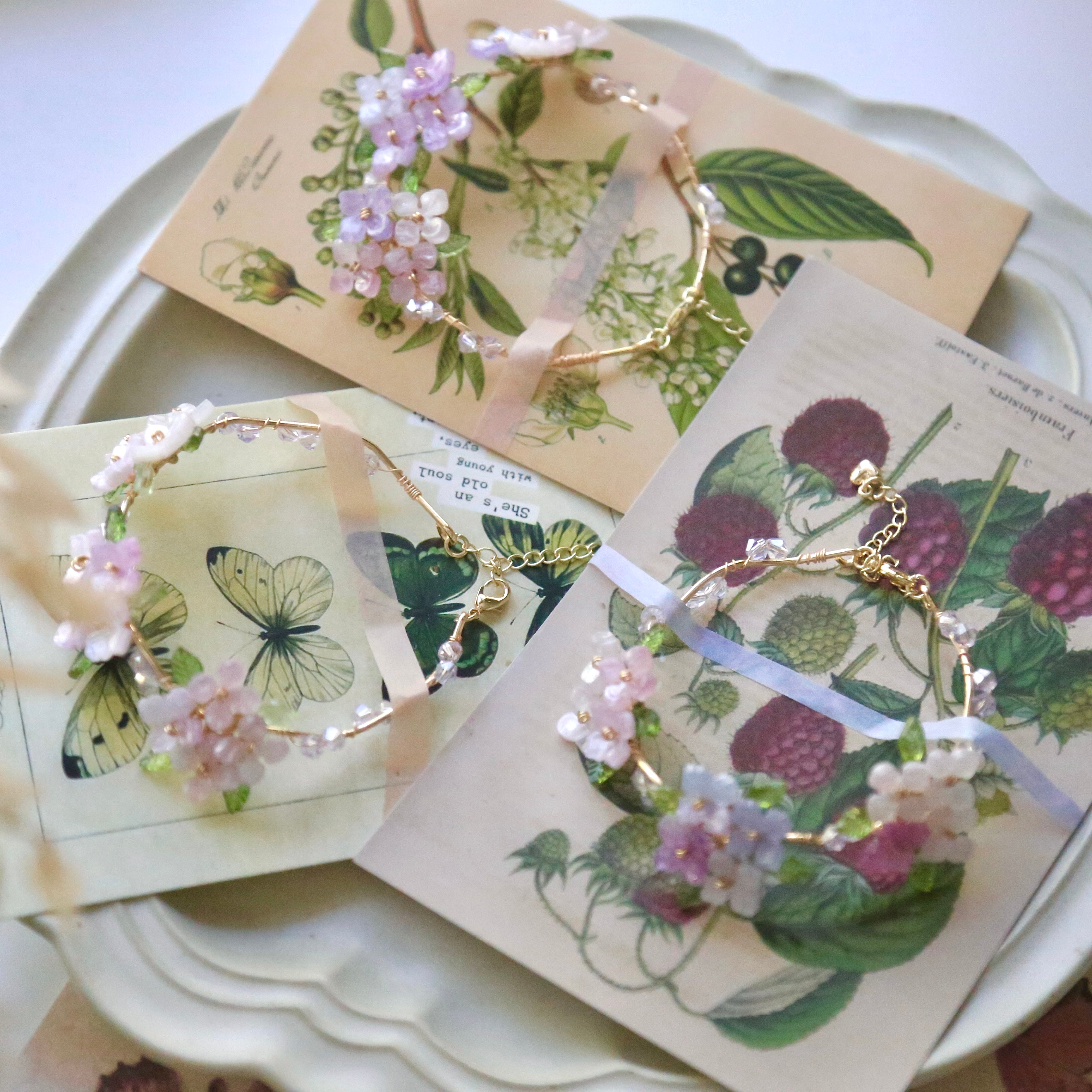 Pink Lavender Hydrangea Bloom Bracelet