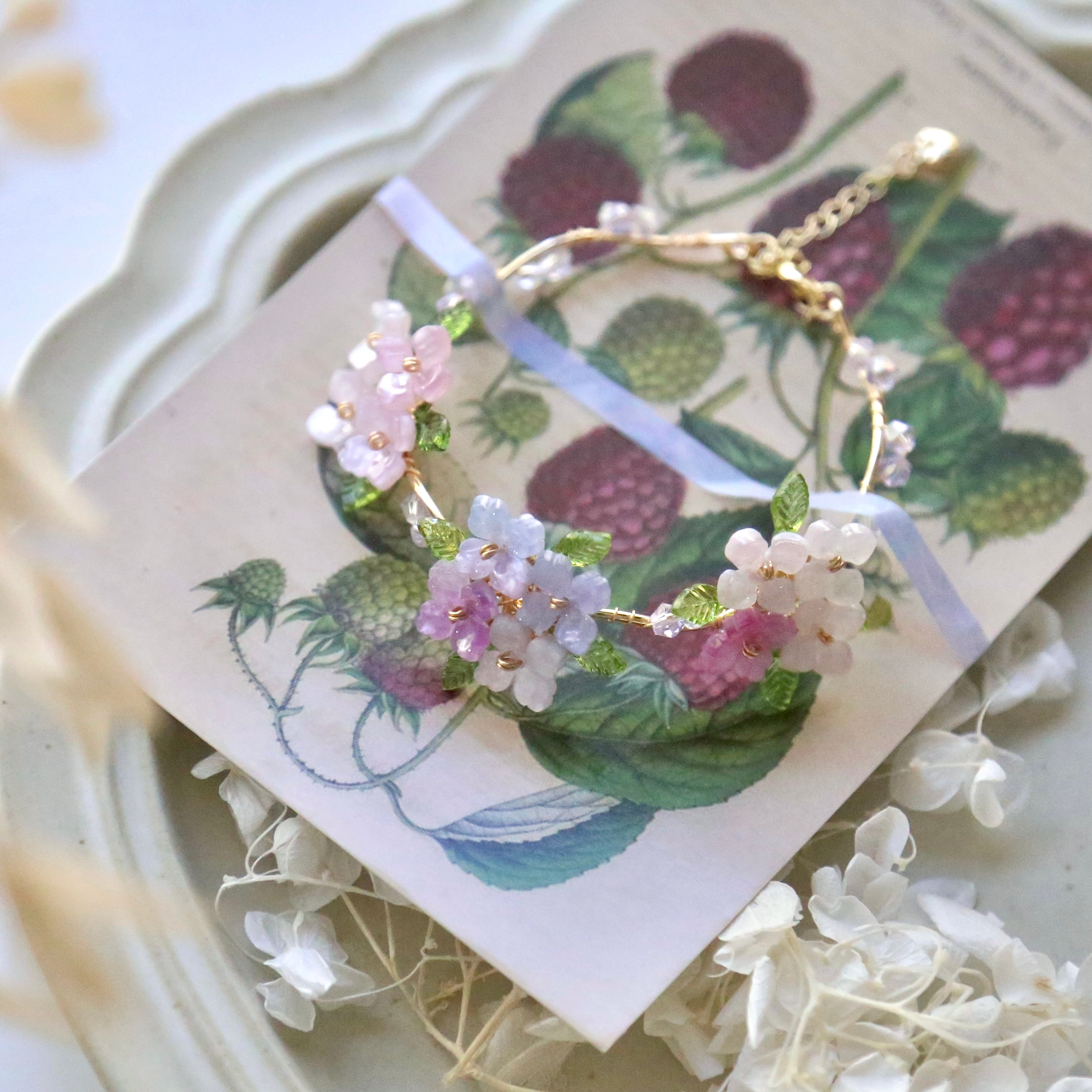 Pink Lavender Hydrangea Bloom Bracelet