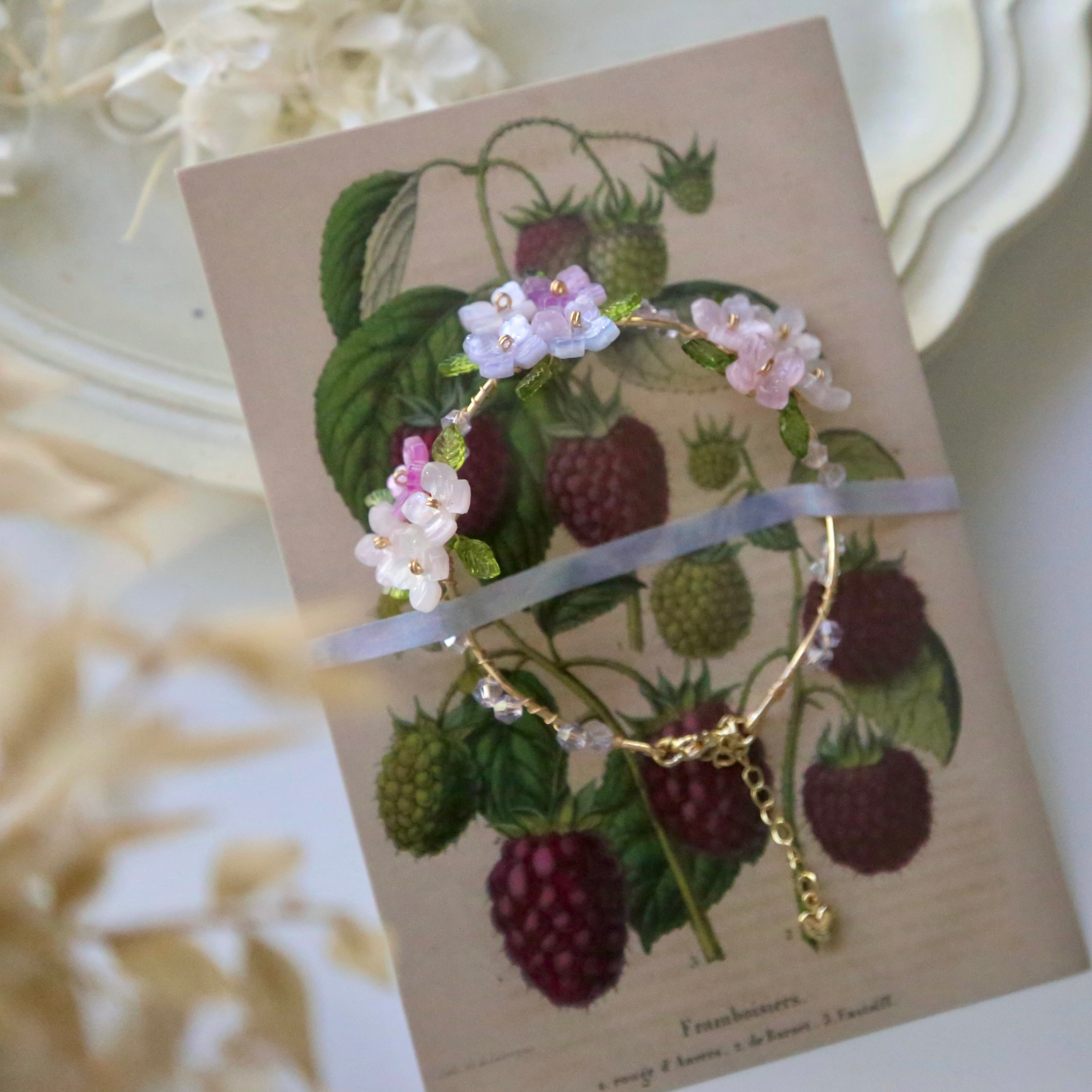 Pink Lavender Hydrangea Bloom Bracelet