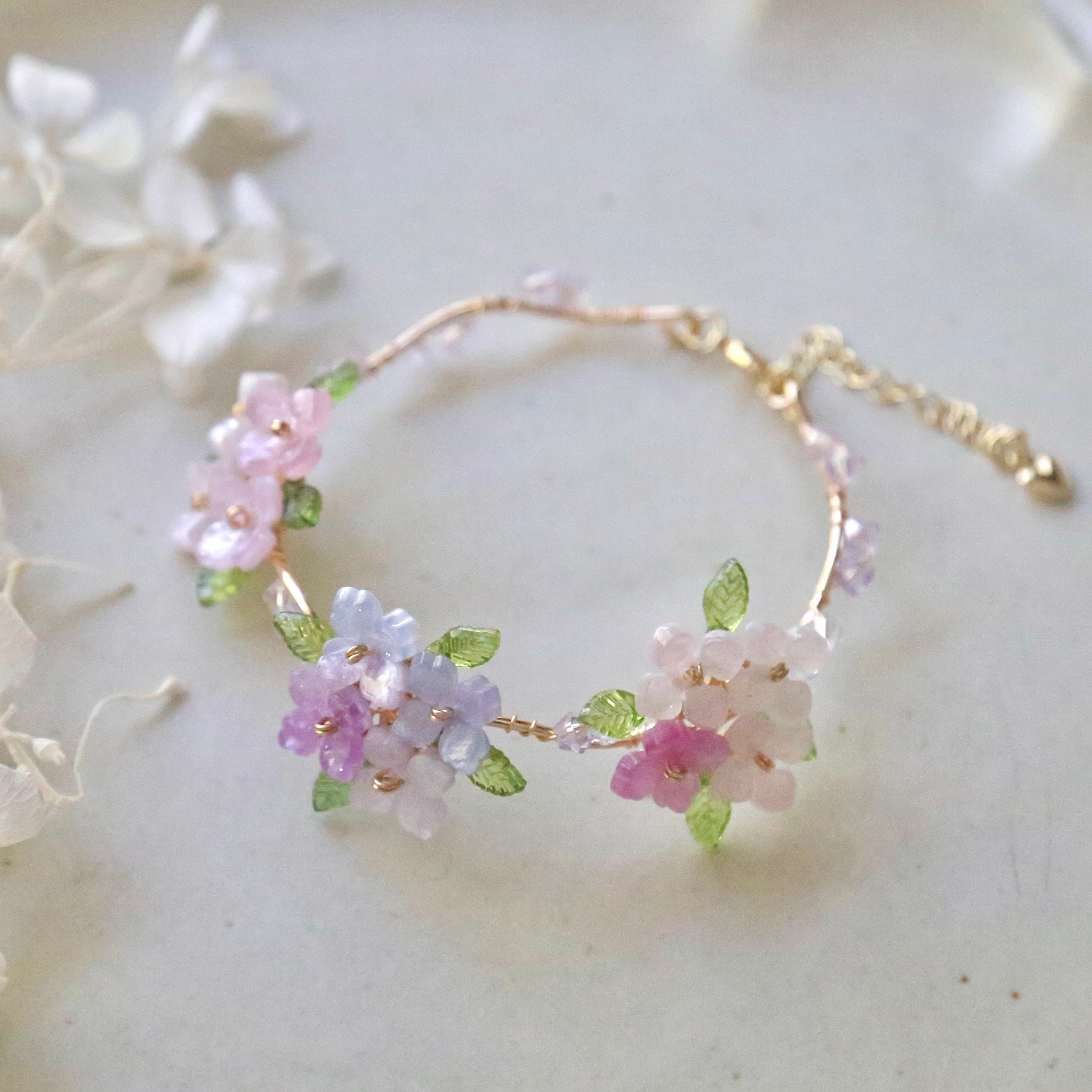 Pink Lavender Hydrangea Bloom Bracelet