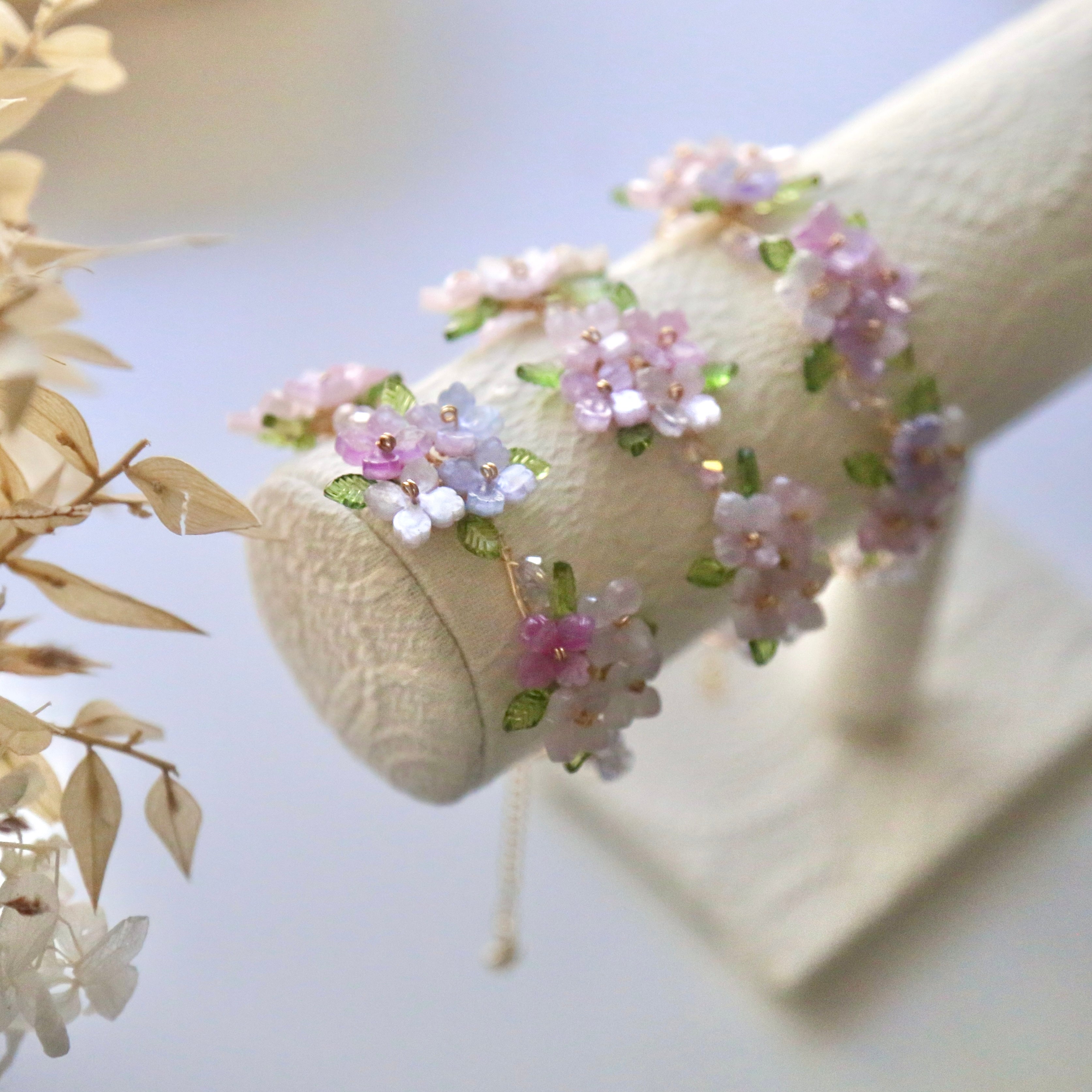 Pink Lavender Hydrangea Bloom Bracelet