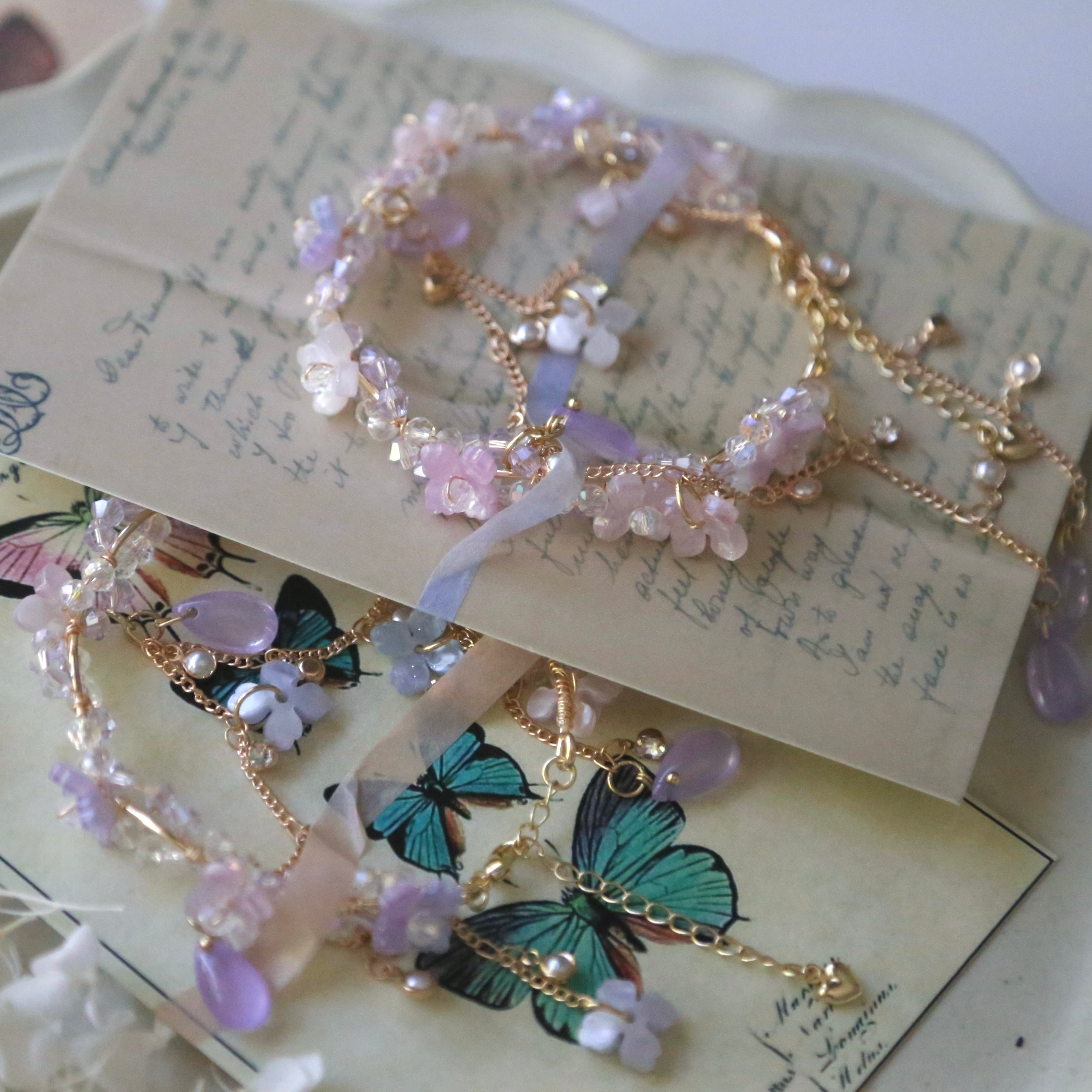 Purple Hydrangea Tassel Bracelet