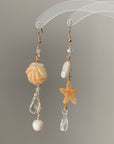 Asymmetric Yellow Shell Pearl Earrings