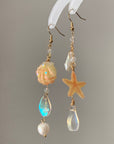 Asymmetric Yellow Shell Pearl Earrings