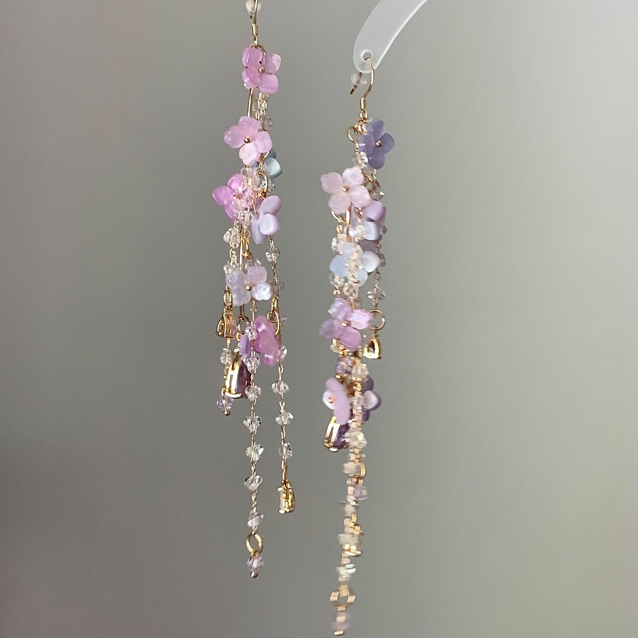 Hydrangea Crystal Tassel Earrings