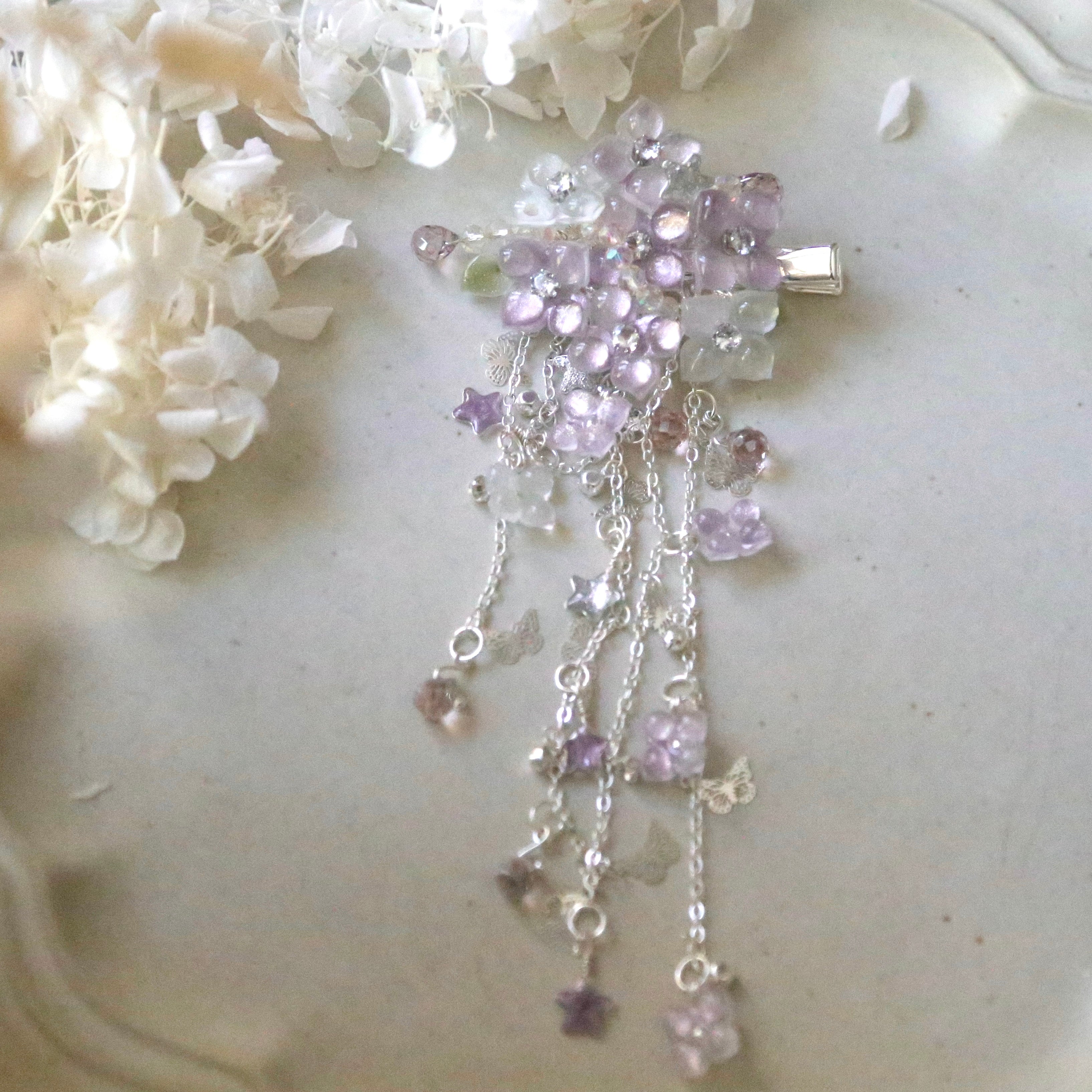 Lavender Hydrangea Star Hair Clip