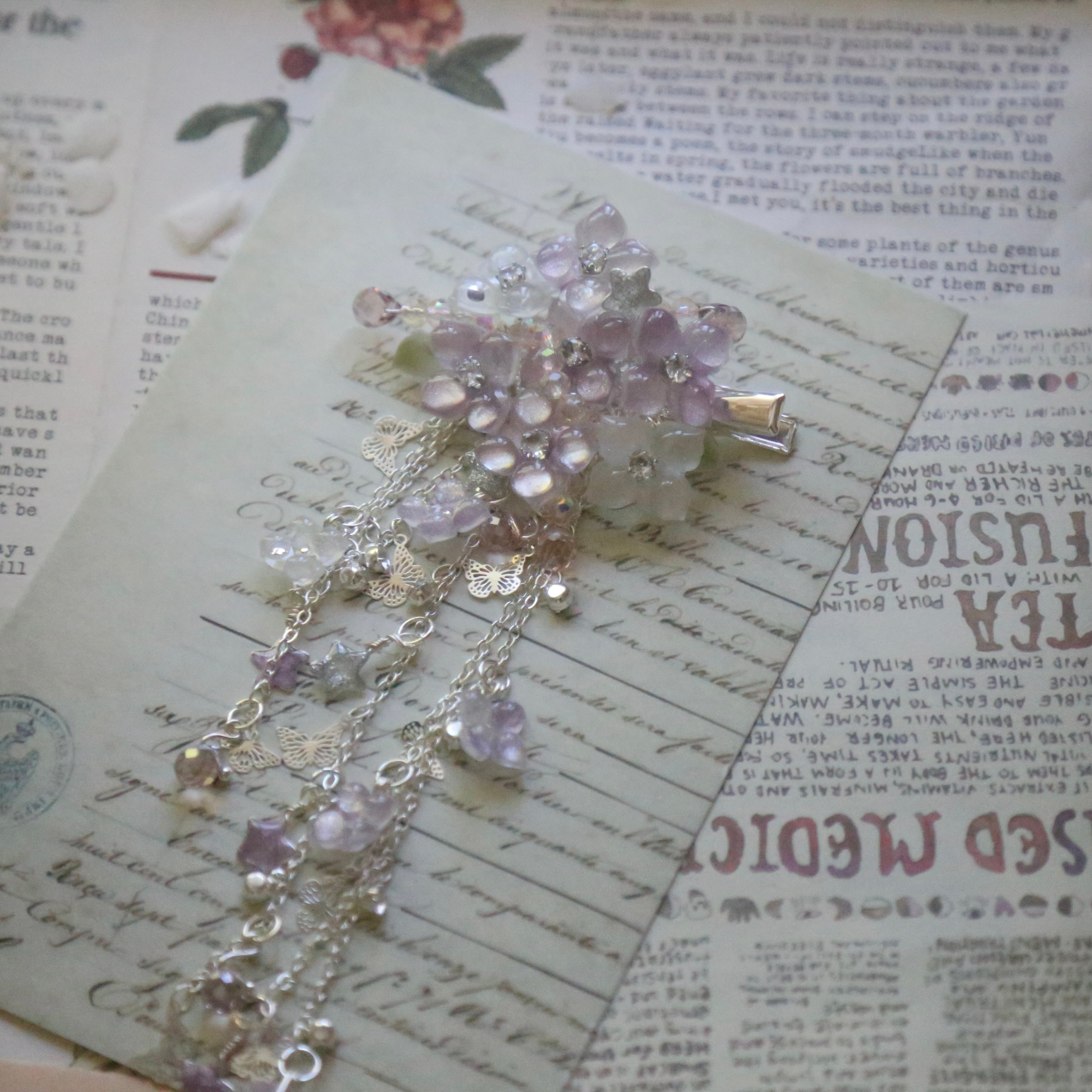 Lavender Hydrangea Star Hair Clip