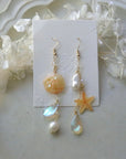Asymmetric Yellow Shell Pearl Earrings