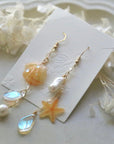 Asymmetric Yellow Shell Pearl Earrings