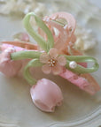 Pink Tulip Bloom Hair Claw