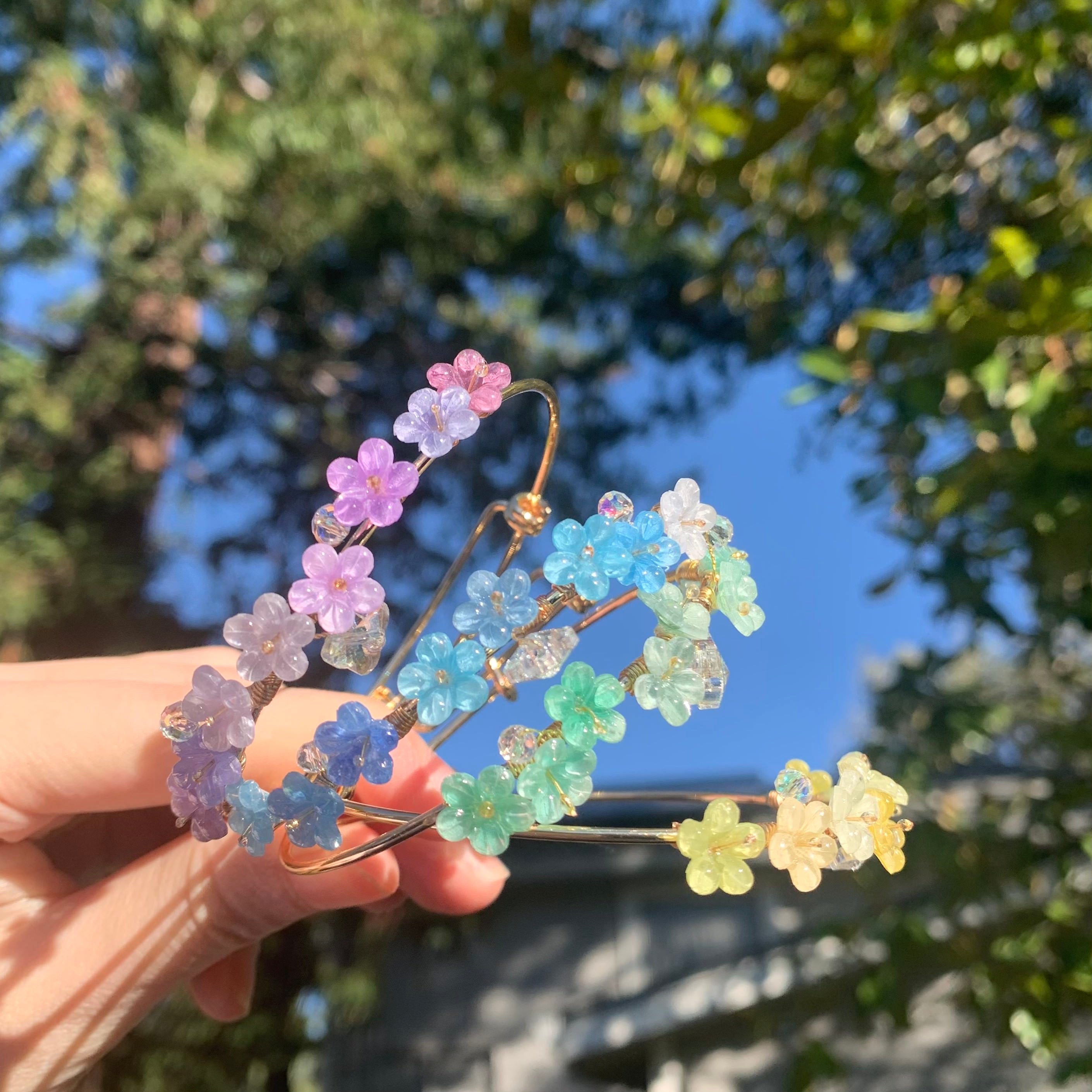 Everbloom Gold Flower Bangles