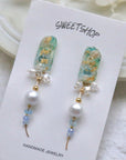 Resin Spring Flower Long Earrings