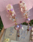 Resin Spring Flower Long Earrings