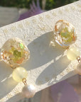 Resin Green Daisy Earrings