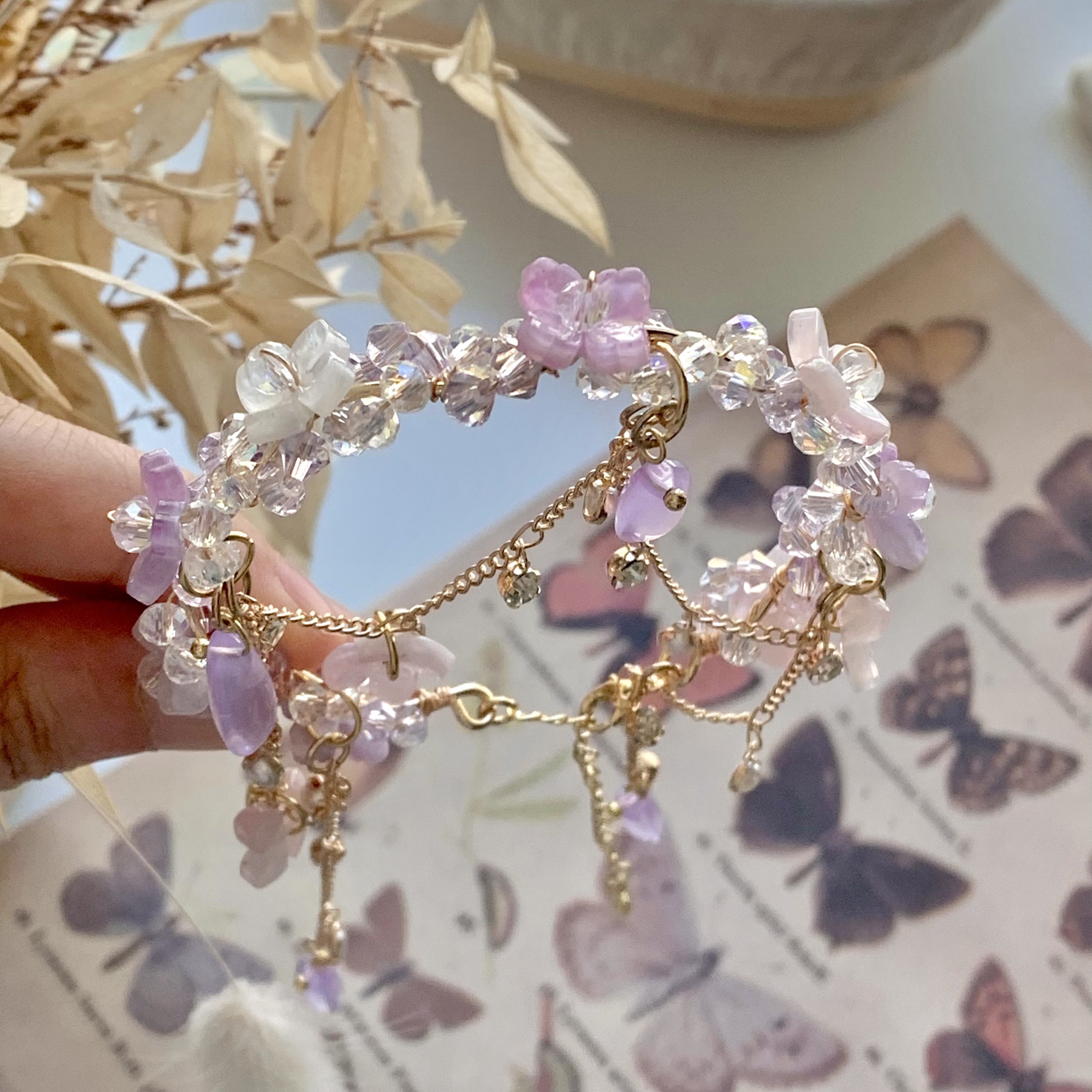 Purple Hydrangea Tassel Bracelet