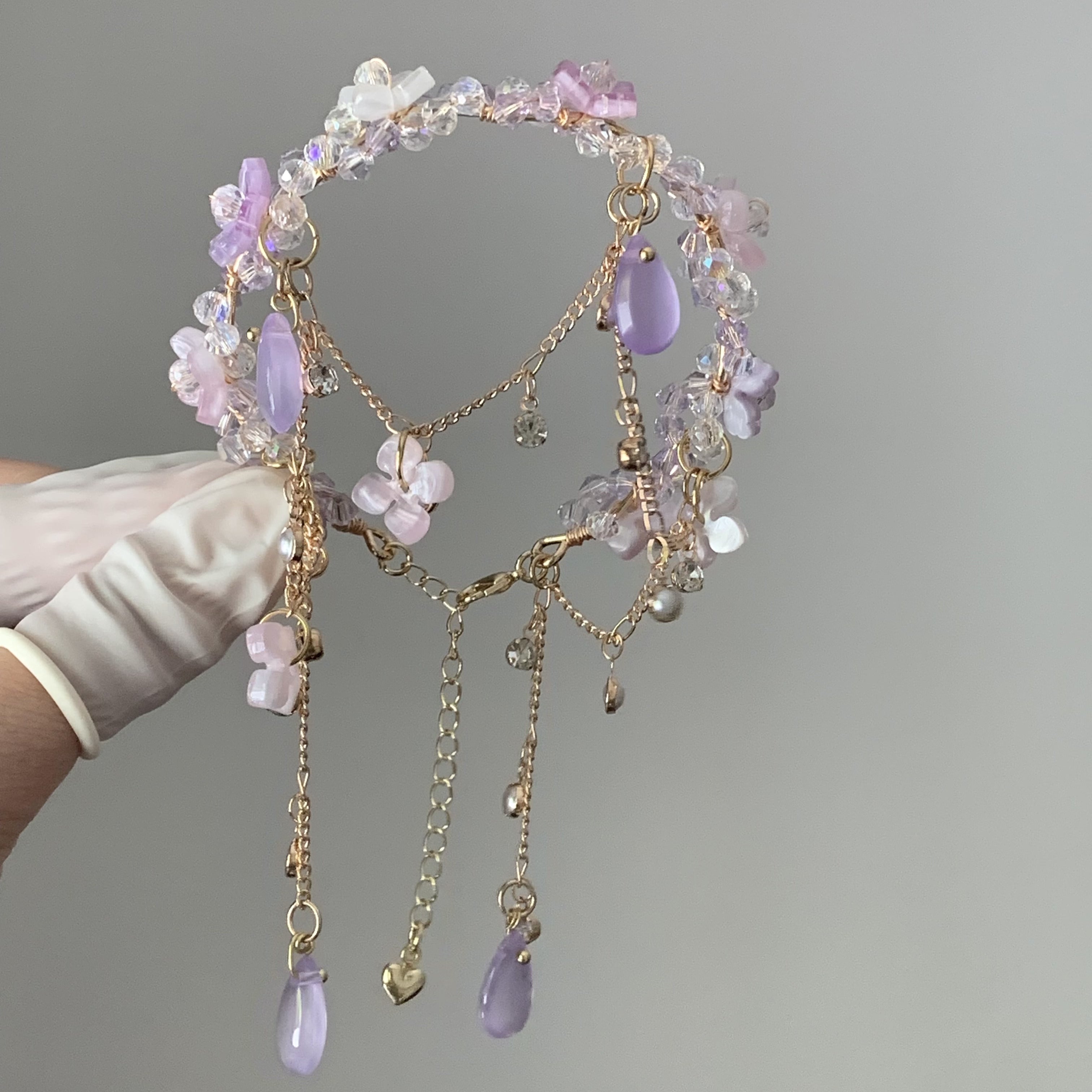 Purple Hydrangea Tassel Bracelet