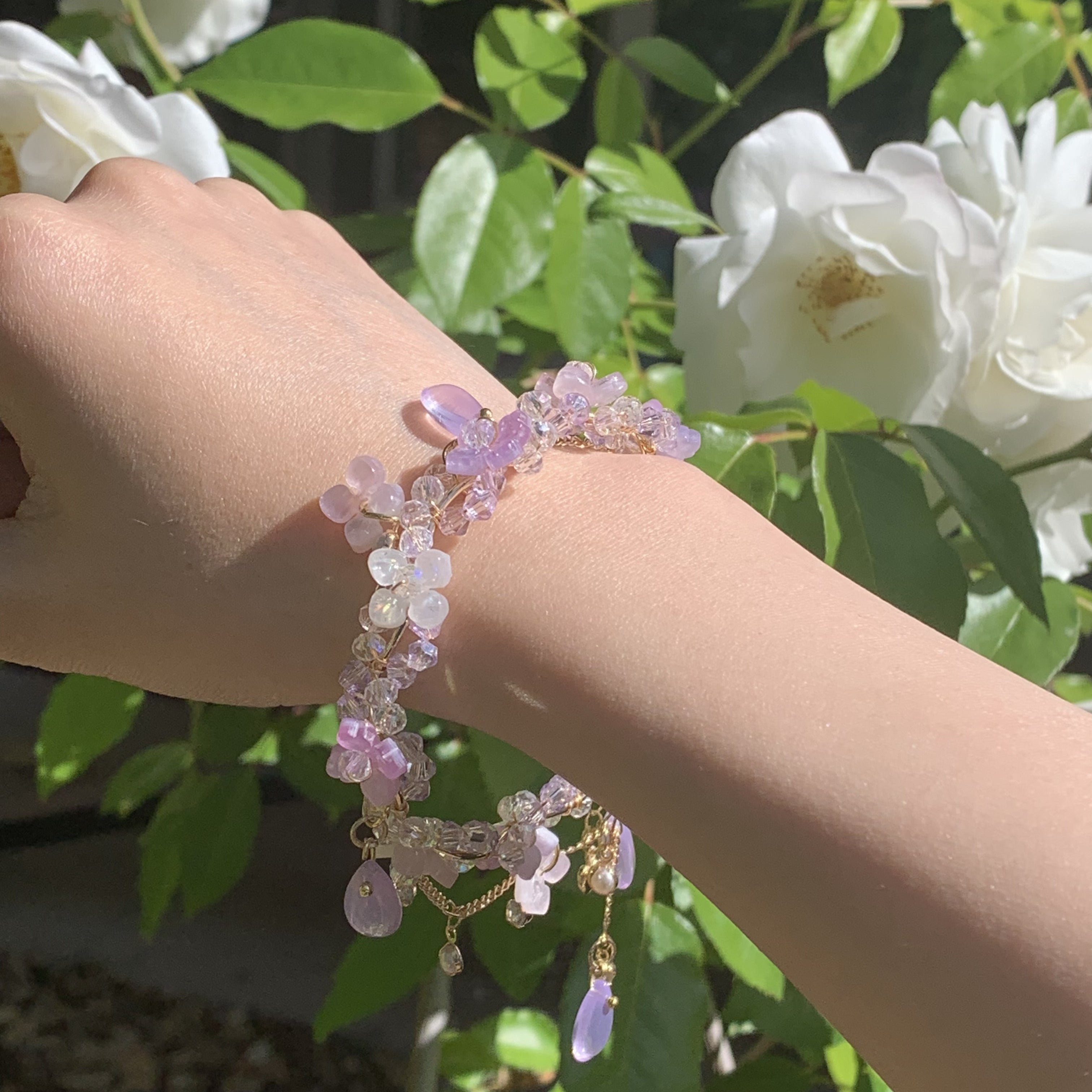 Purple Hydrangea Tassel Bracelet