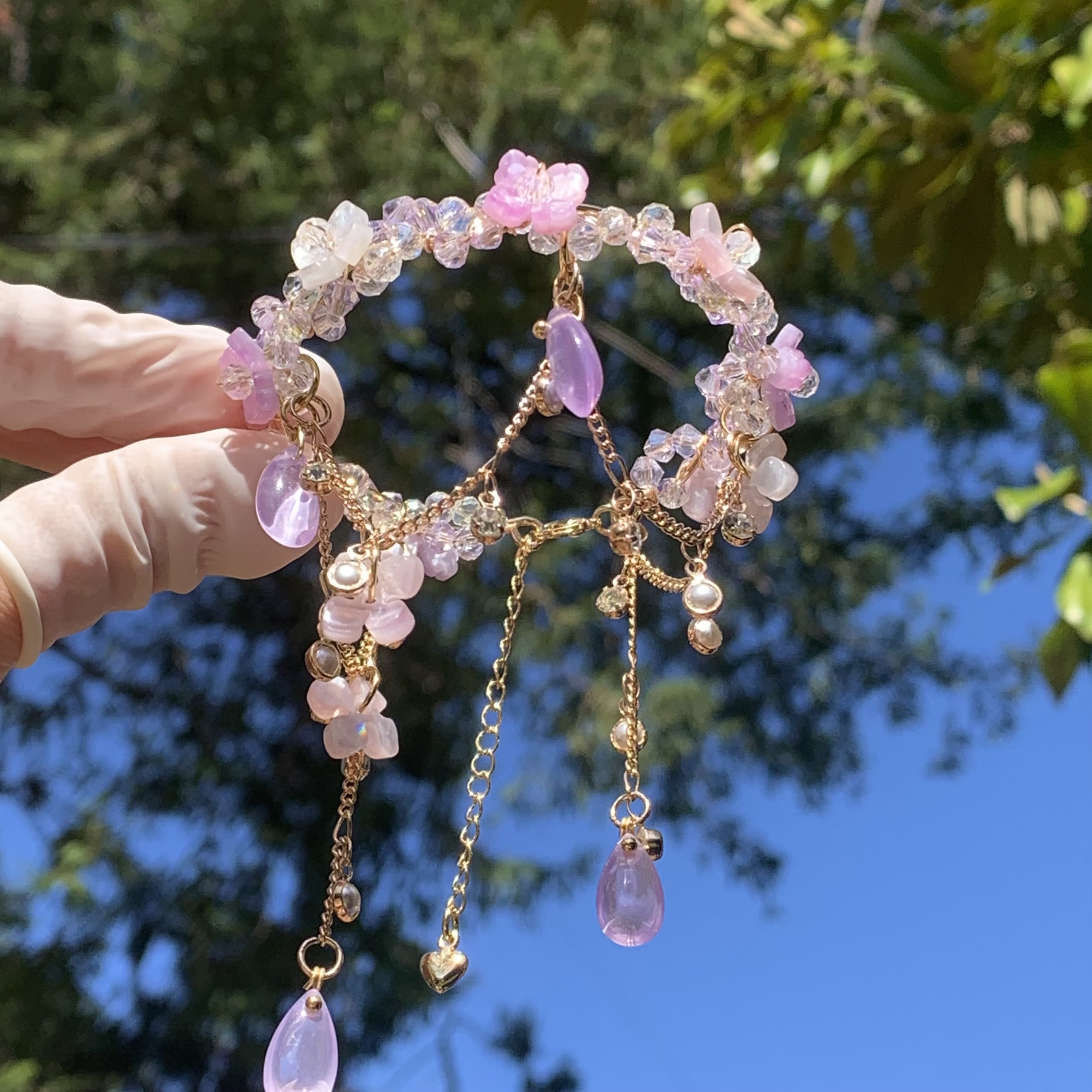 Purple Hydrangea Tassel Bracelet