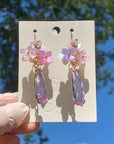 Pink Purple Hydrangea Cluster Earrings