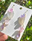 Pink Lavender Hydrangea Leaf Earrings
